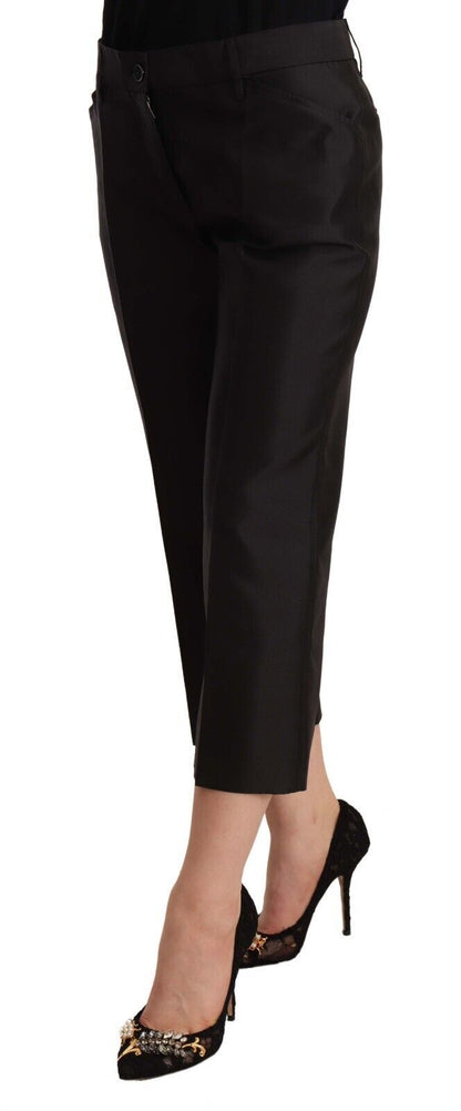 Dolce &amp; Gabbana – Schwarze, ausgestellte, kurze Hose aus 100 % Seide