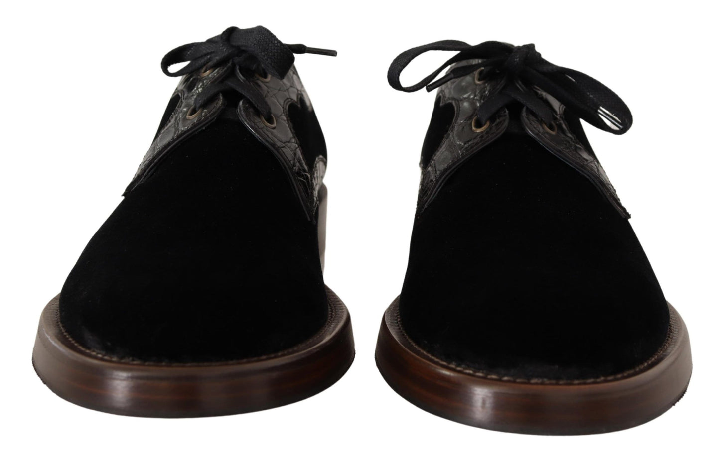 Dolce &amp; Gabbana – Schwarze Samtschuhe aus exotischem Leder