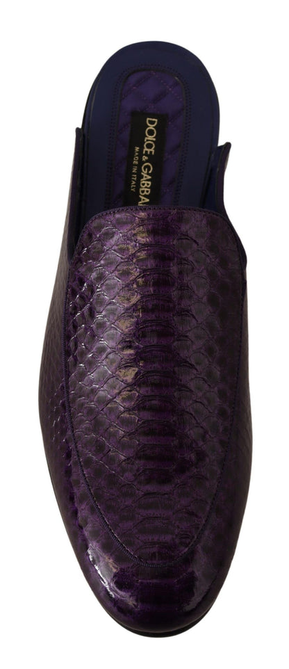 Dolce &amp; Gabbana – Flache Slides aus exotischem Leder in Lila