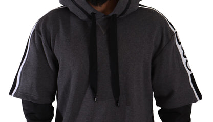 Dolce &amp; Gabbana Grau-Schwarzer Baumwollpullover mit Kapuze #DGMILLENNIALS