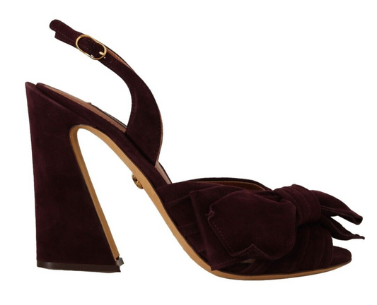 Dolce &amp; Gabbana Dunkelviolette Wildleder-Sandalen mit Knöchelriemen