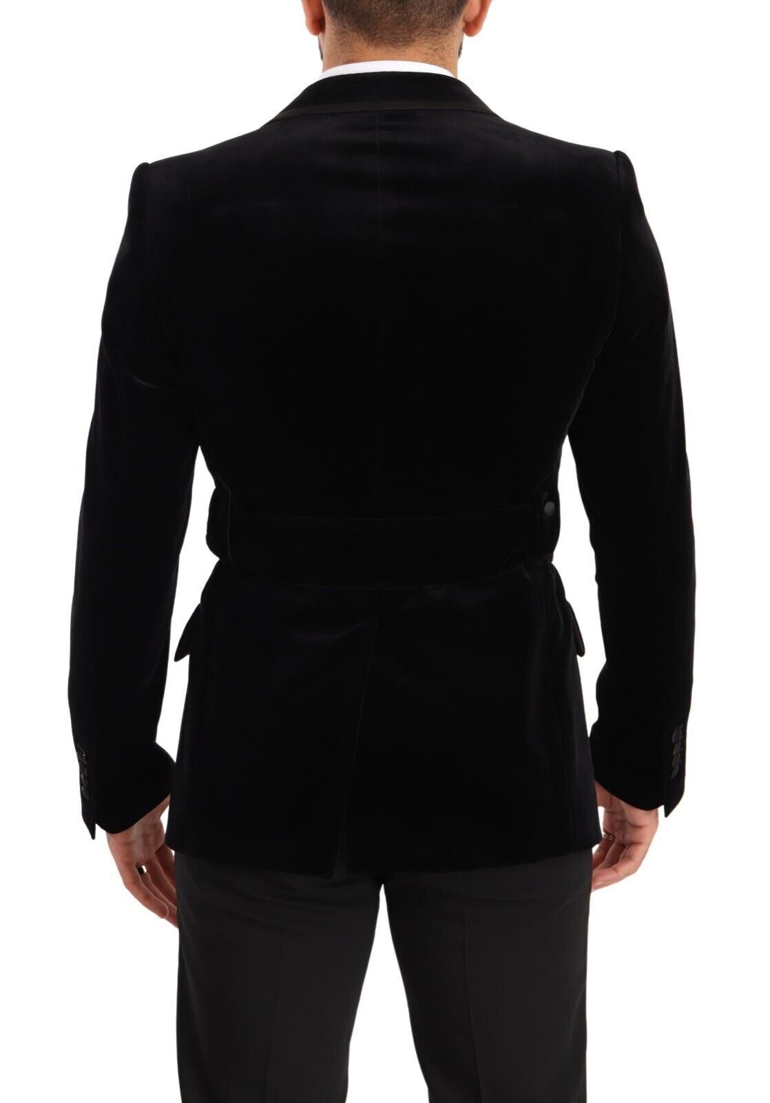 Dolce &amp; Gabbana – Einreihiger Blazer aus schwarzem Samt mit einem Knopf