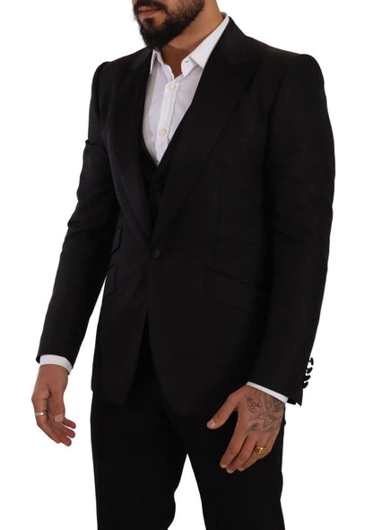 Dolce &amp; Gabbana – Schwarzer, schmal geschnittener, zweiteiliger SICILIA-Blazer