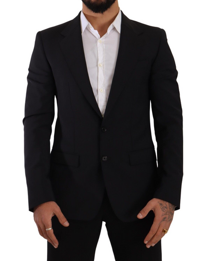 Dolce &amp; Gabbana – Schwarze, schmal geschnittene Weste mit 2 Knöpfen, MARTINI-Blazer