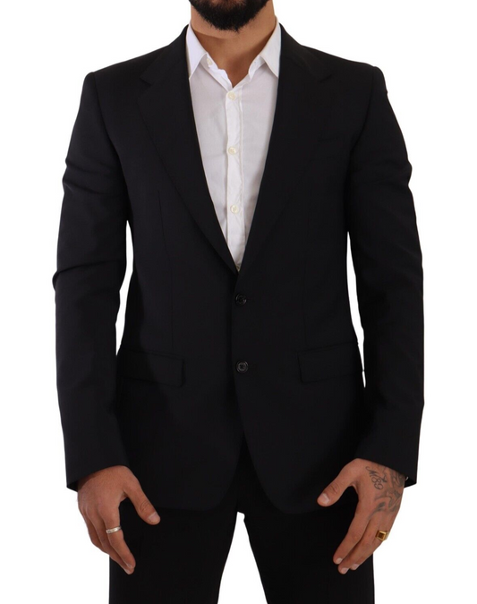 Dolce &amp; Gabbana – Schwarze, schmal geschnittene Weste mit 2 Knöpfen, MARTINI-Blazer