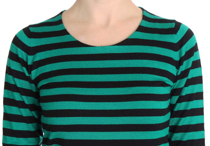 Dolce &amp; Gabbana Grün-Schwarzer Seiden-Kaschmirpullover