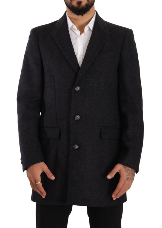 Dolce &amp; Gabbana – Trenchcoat aus dunkelgrauer Wolle für Herren