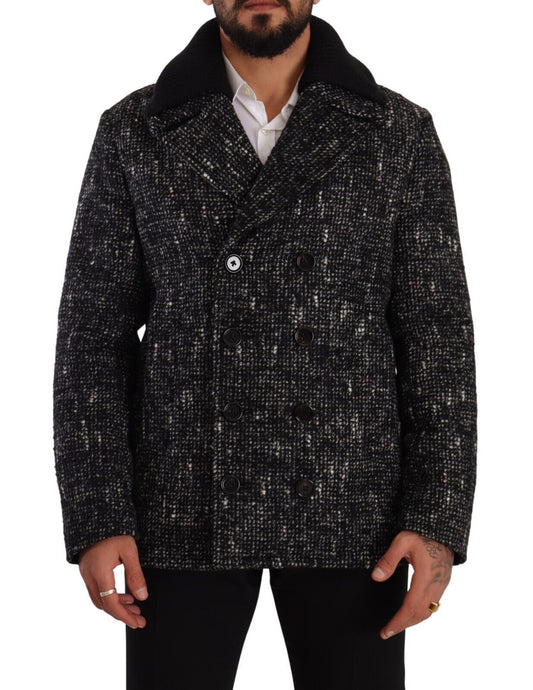 Dolce &amp; Gabbana – Zweireihiger Mantel aus schwarzer Wolle für Herren
