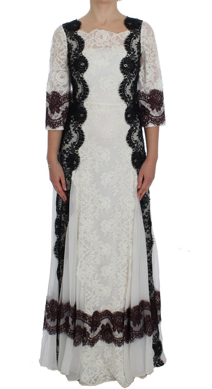 Dolce &amp; Gabbana – Langes Abendkleid aus weißer Blumenspitze