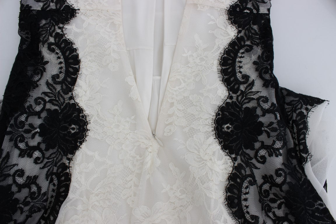 Dolce &amp; Gabbana – Langes Abendkleid aus weißer Blumenspitze
