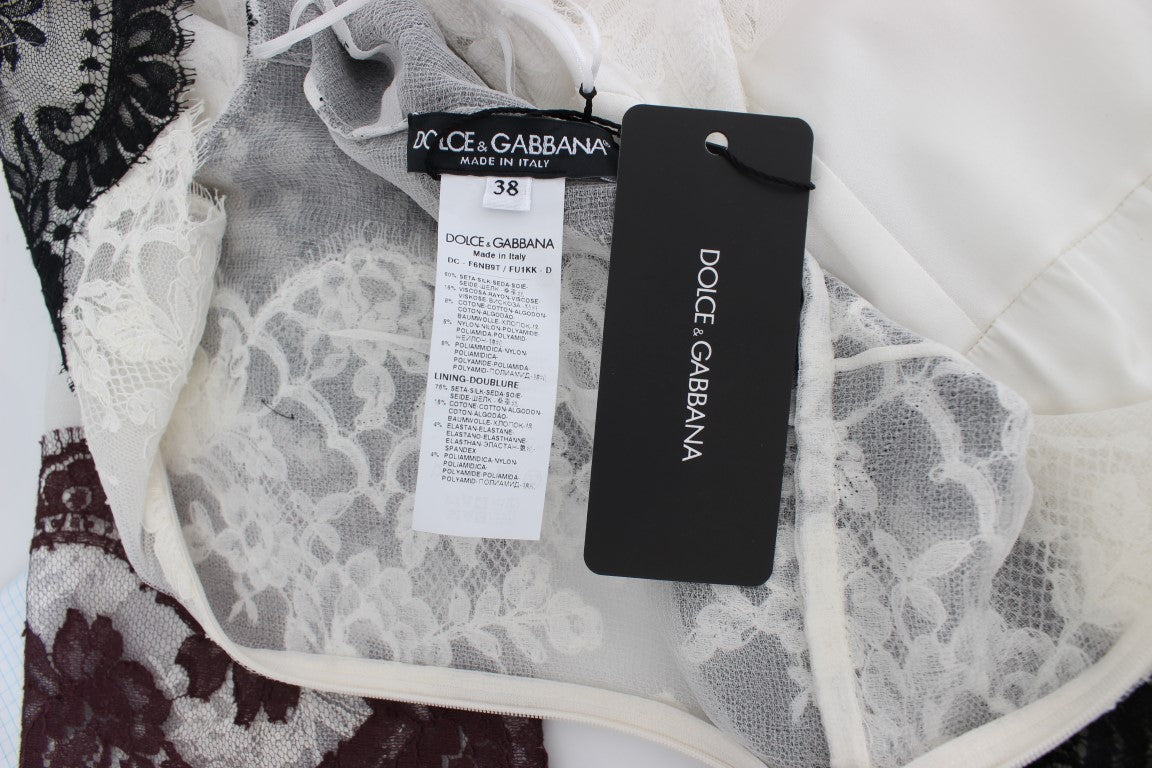 Dolce &amp; Gabbana – Langes Abendkleid aus weißer Blumenspitze
