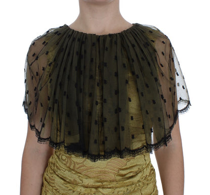 Dolce &amp; Gabbana Gelb-Schwarzes Ricamo-Kleid aus floraler Spitze