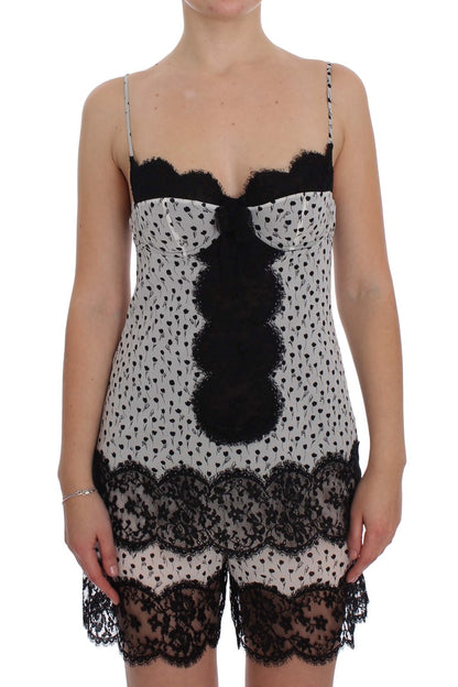 Dolce &amp; Gabbana – Schwarzes Babydoll-Dessous-Oberteil aus Seidenspitze