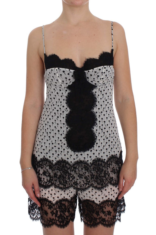 Dolce &amp; Gabbana – Schwarzes Babydoll-Dessous-Oberteil aus Seidenspitze
