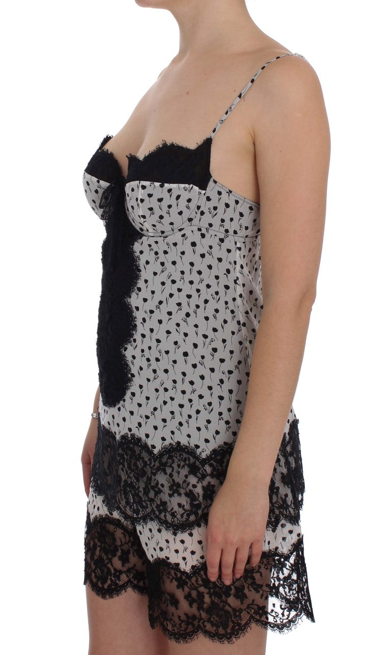 Dolce &amp; Gabbana – Schwarzes Babydoll-Dessous-Oberteil aus Seidenspitze