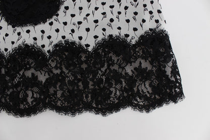 Dolce &amp; Gabbana – Schwarzes Babydoll-Dessous-Oberteil aus Seidenspitze