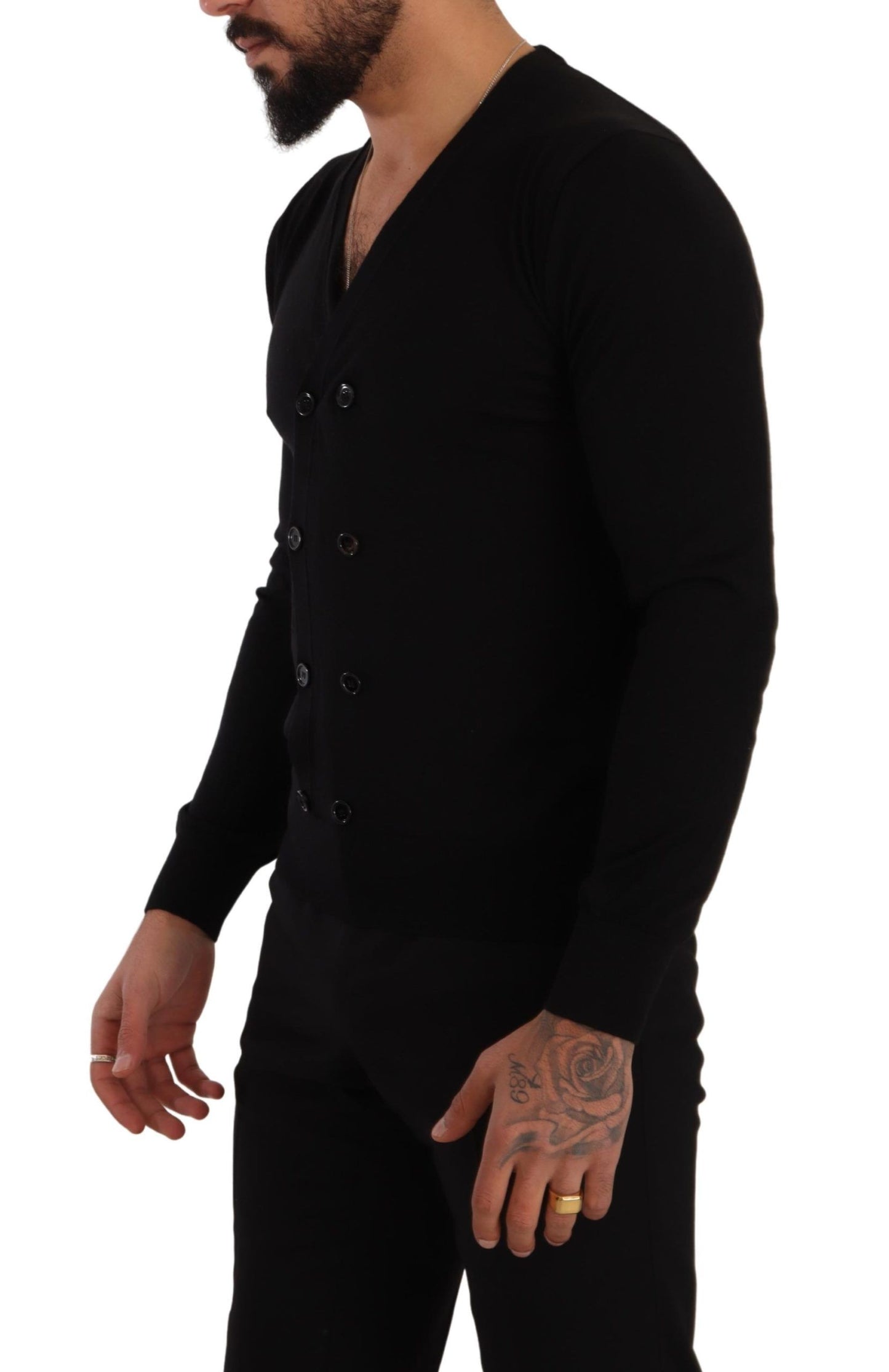 Dolce &amp; Gabbana – Schwarzer Cardigan aus Kaschmir mit Knopfleiste