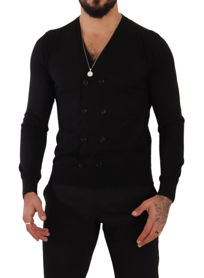 Dolce &amp; Gabbana – Schwarzer Cardigan aus Kaschmir mit Knopfleiste