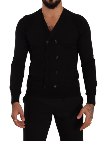 Dolce &amp; Gabbana – Schwarzer Cardigan aus Kaschmir mit Knopfleiste