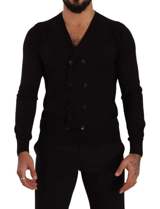 Dolce &amp; Gabbana – Schwarzer Cardigan aus Kaschmir mit Knopfleiste
