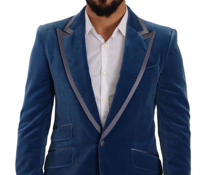 Dolce &amp; Gabbana Blue SICILIA Velvet Slim Fit 2 Piece Suit