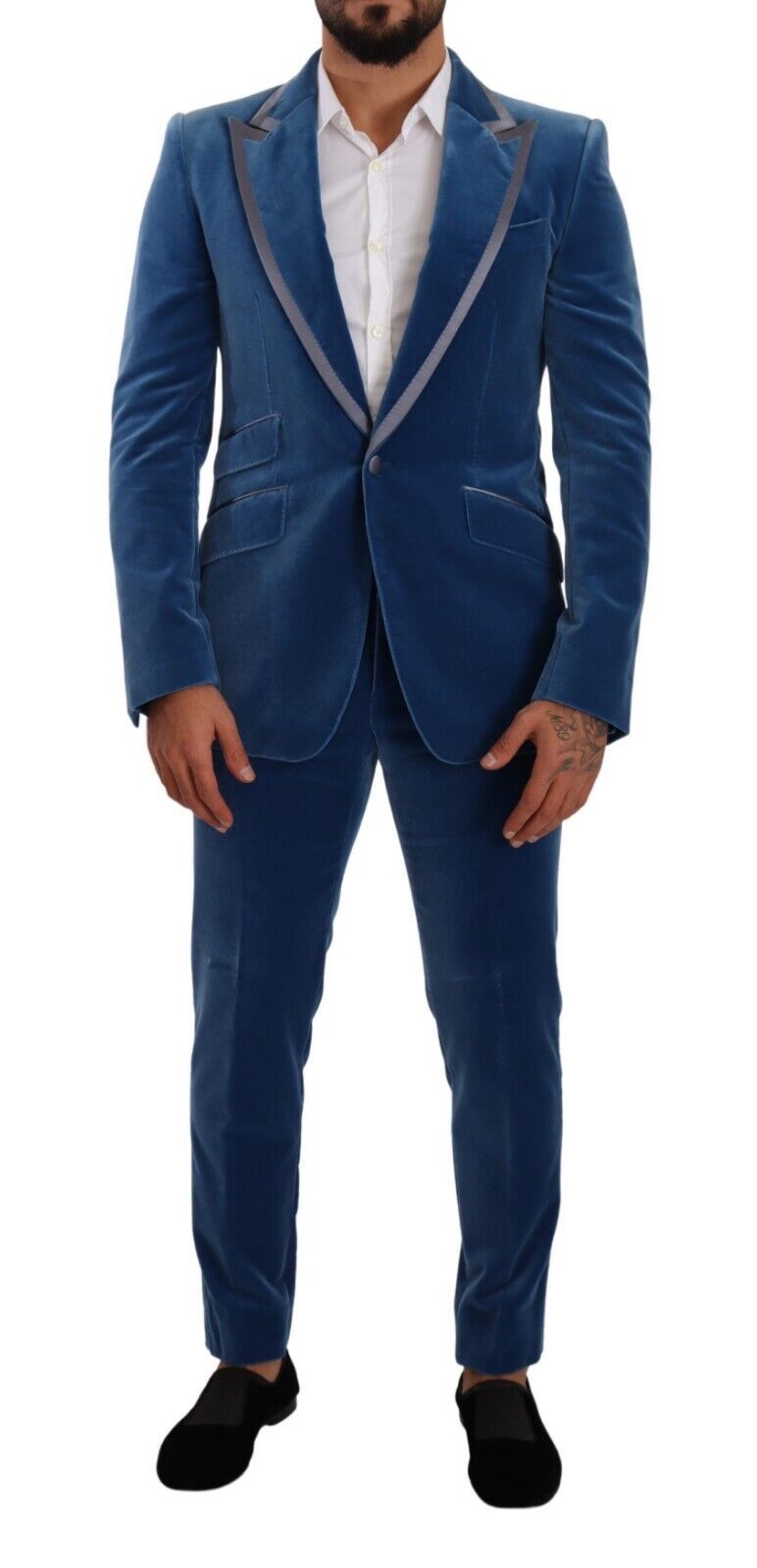 Dolce &amp; Gabbana Blue SICILIA Velvet Slim Fit 2 Piece Suit