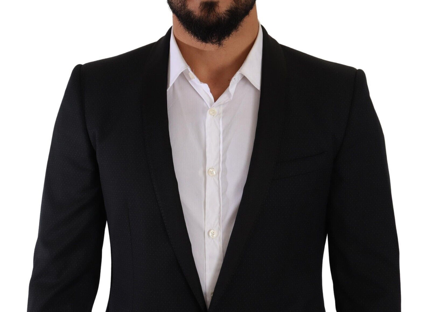 Dolce &amp; Gabbana Black Fantasy GOLD Wool Slim Fit 2 Piece Suit