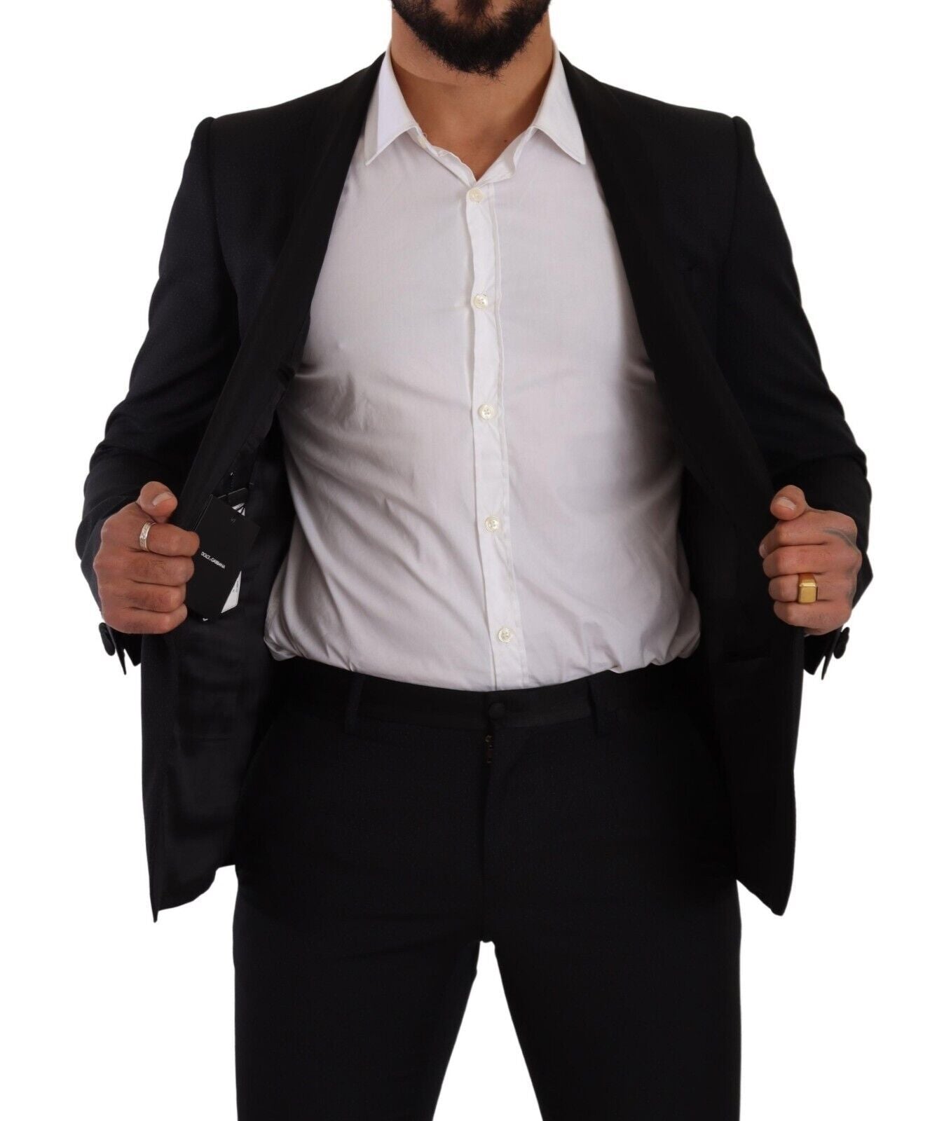Dolce &amp; Gabbana Black Fantasy GOLD Wool Slim Fit 2 Piece Suit