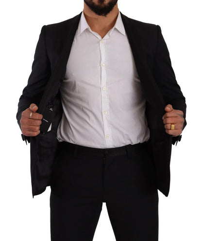 Dolce &amp; Gabbana Black Fantasy GOLD Wool Slim Fit 2 Piece Suit