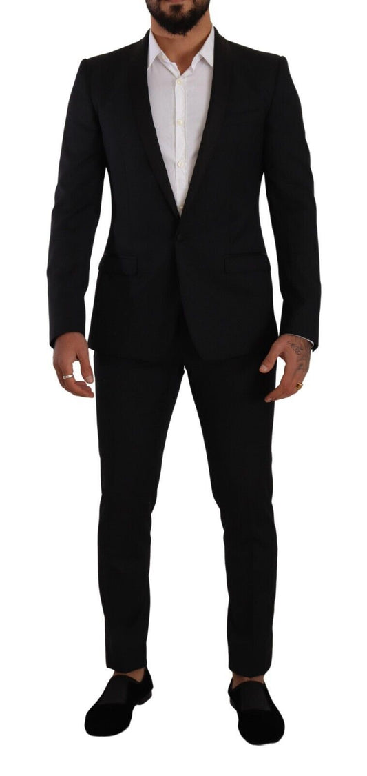 Dolce &amp; Gabbana Black Fantasy GOLD Wool Slim Fit 2 Piece Suit
