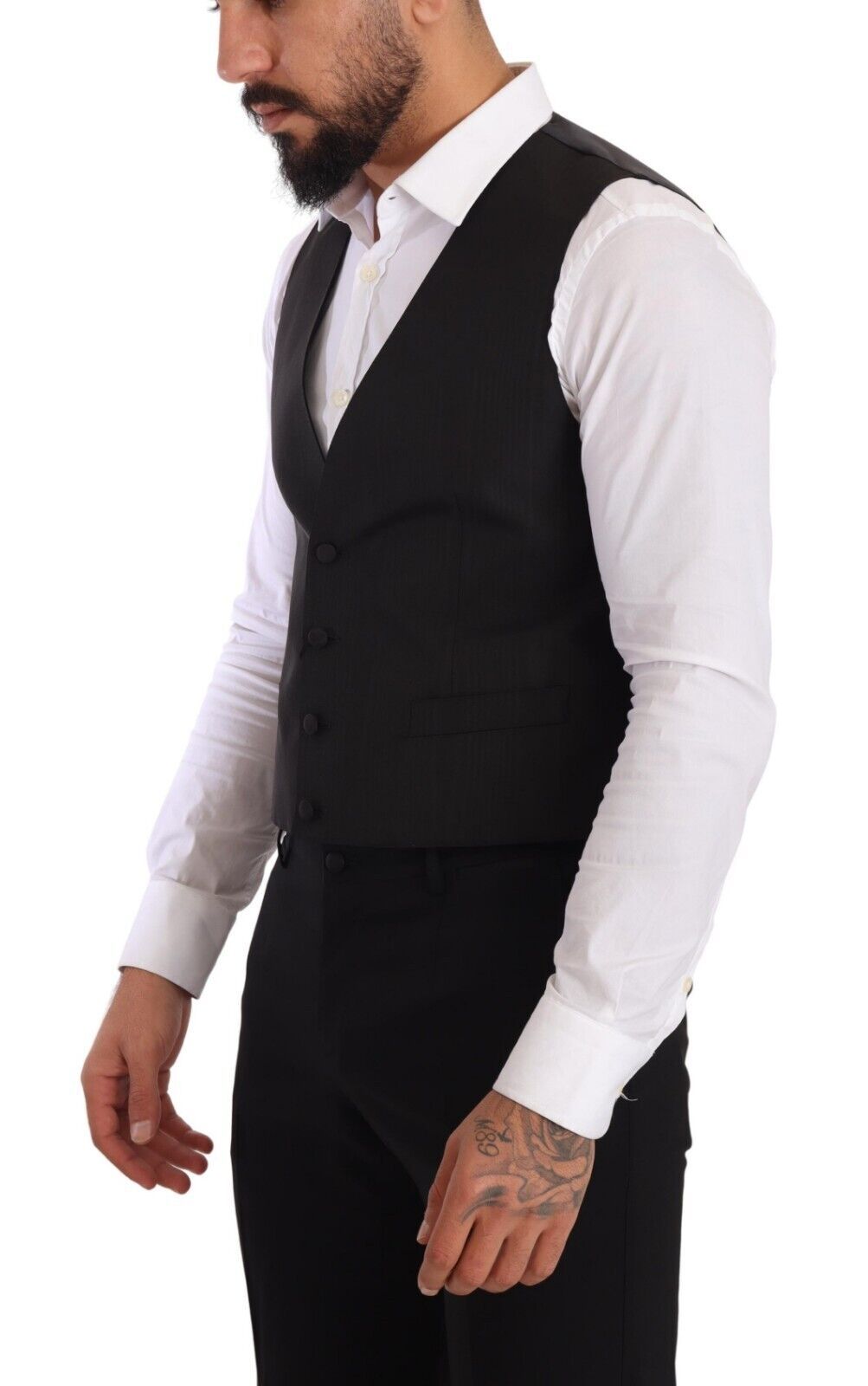 Dolce &amp; Gabbana – Graue Weste aus Seide im Slim Fit