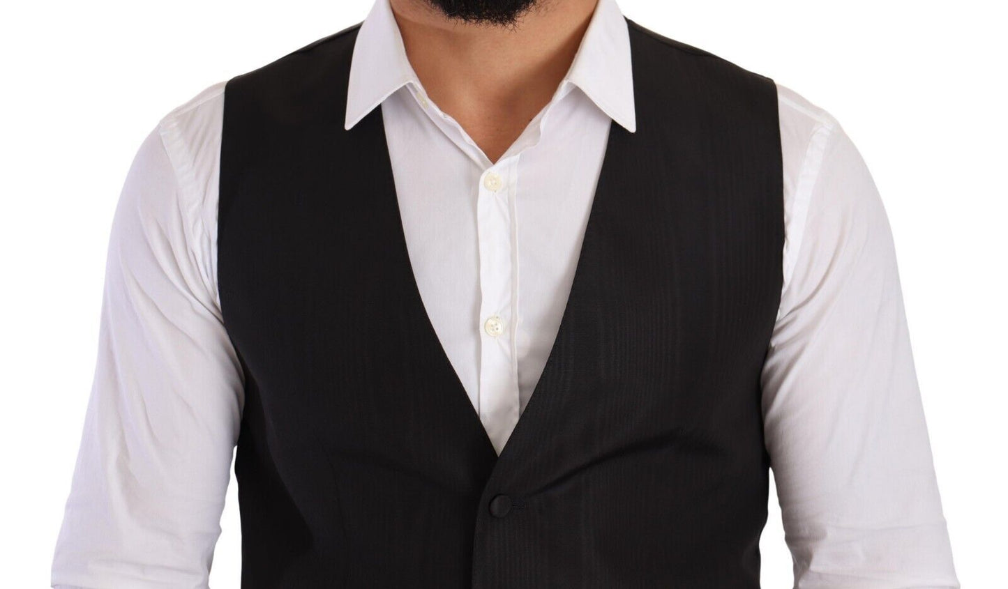 Dolce &amp; Gabbana – Graue Weste aus Seide im Slim Fit