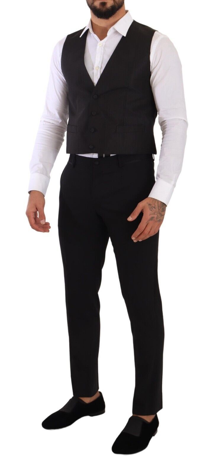 Dolce &amp; Gabbana – Graue Weste aus Seide im Slim Fit
