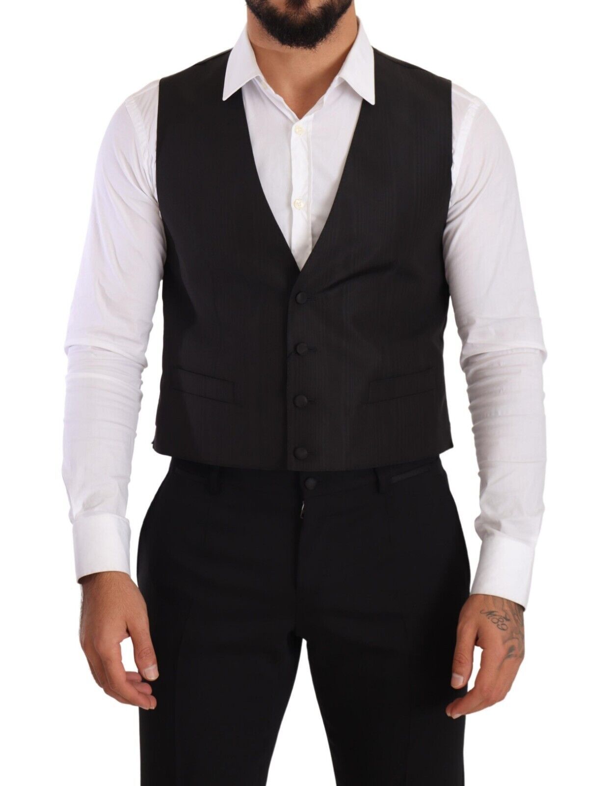 Dolce &amp; Gabbana – Graue Weste aus Seide im Slim Fit