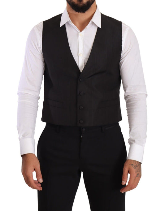 Dolce &amp; Gabbana – Graue Weste aus Seide im Slim Fit