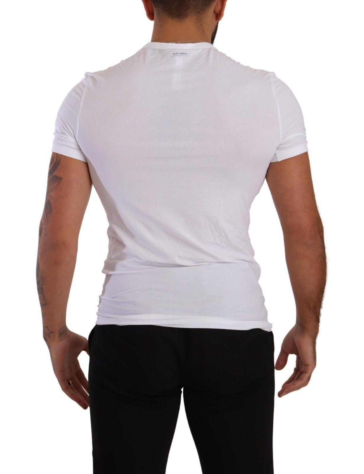 Dolce &amp; Gabbana – Weißes T-Shirt mit Rundhalsausschnitt und Stretch-Baumwolle