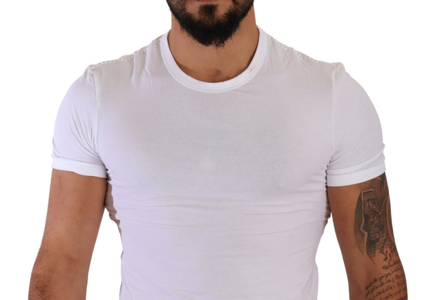 Dolce &amp; Gabbana – Weißes T-Shirt mit Rundhalsausschnitt und Stretch-Baumwolle