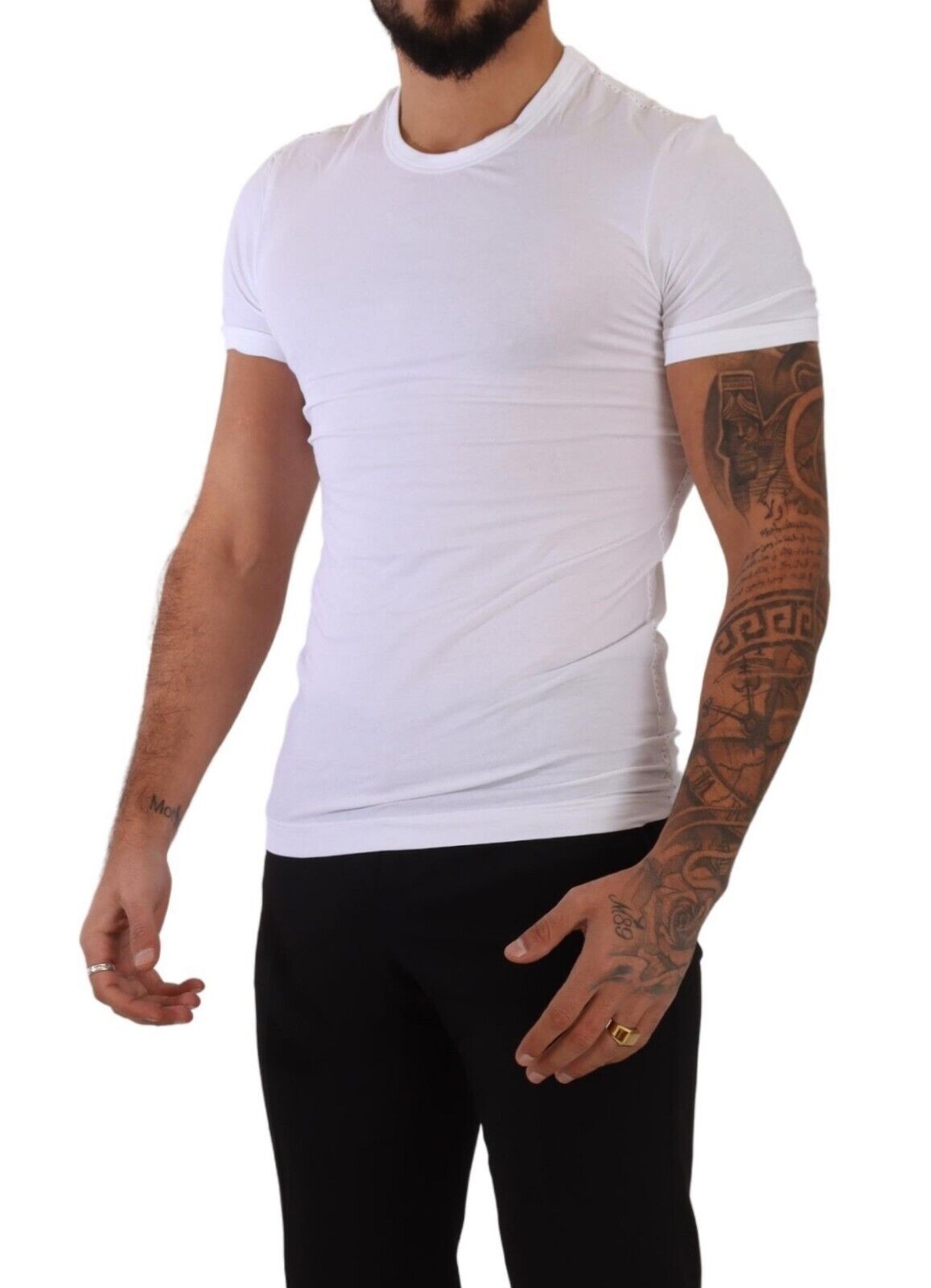 Dolce &amp; Gabbana – Weißes T-Shirt mit Rundhalsausschnitt und Stretch-Baumwolle