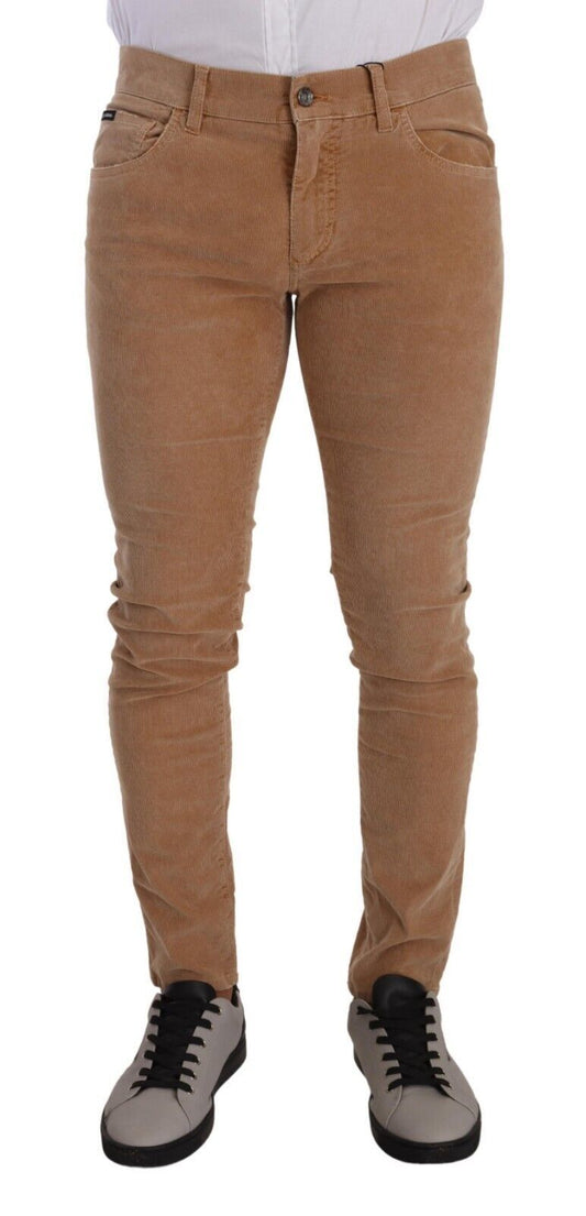 Dolce &amp; Gabbana – Enge Slim-Fit-Jeans aus Cord-Baumwolle in Braun