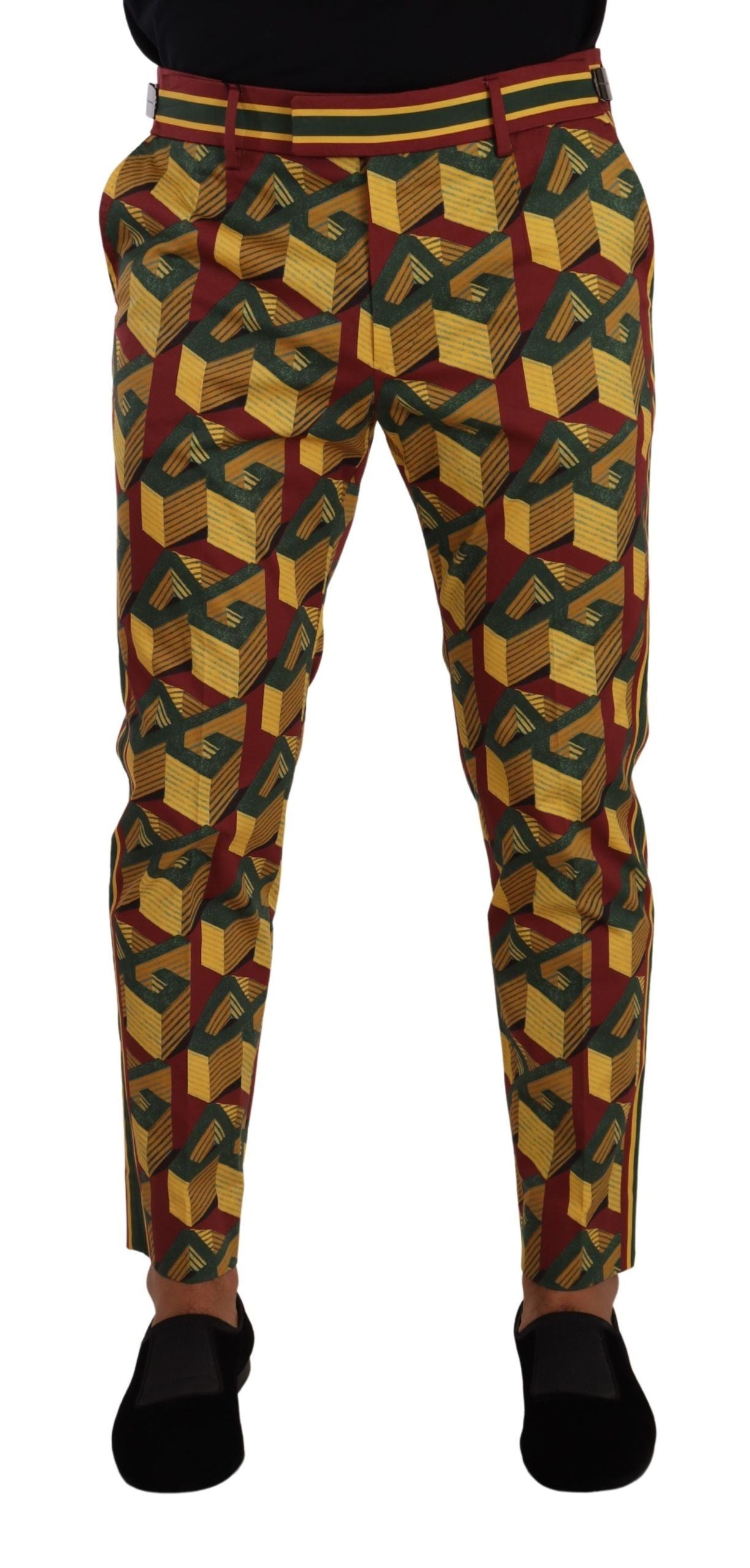 Dolce &amp; Gabbana – Mehrfarbige, konische Baumwollhose mit Logo Mania