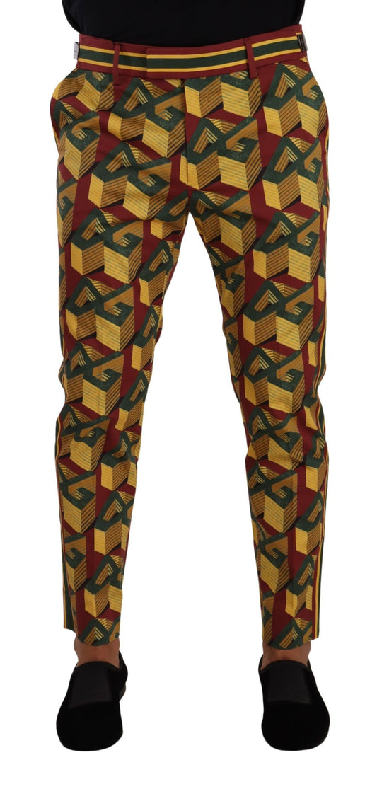 Dolce &amp; Gabbana – Mehrfarbige, konische Baumwollhose mit Logo Mania