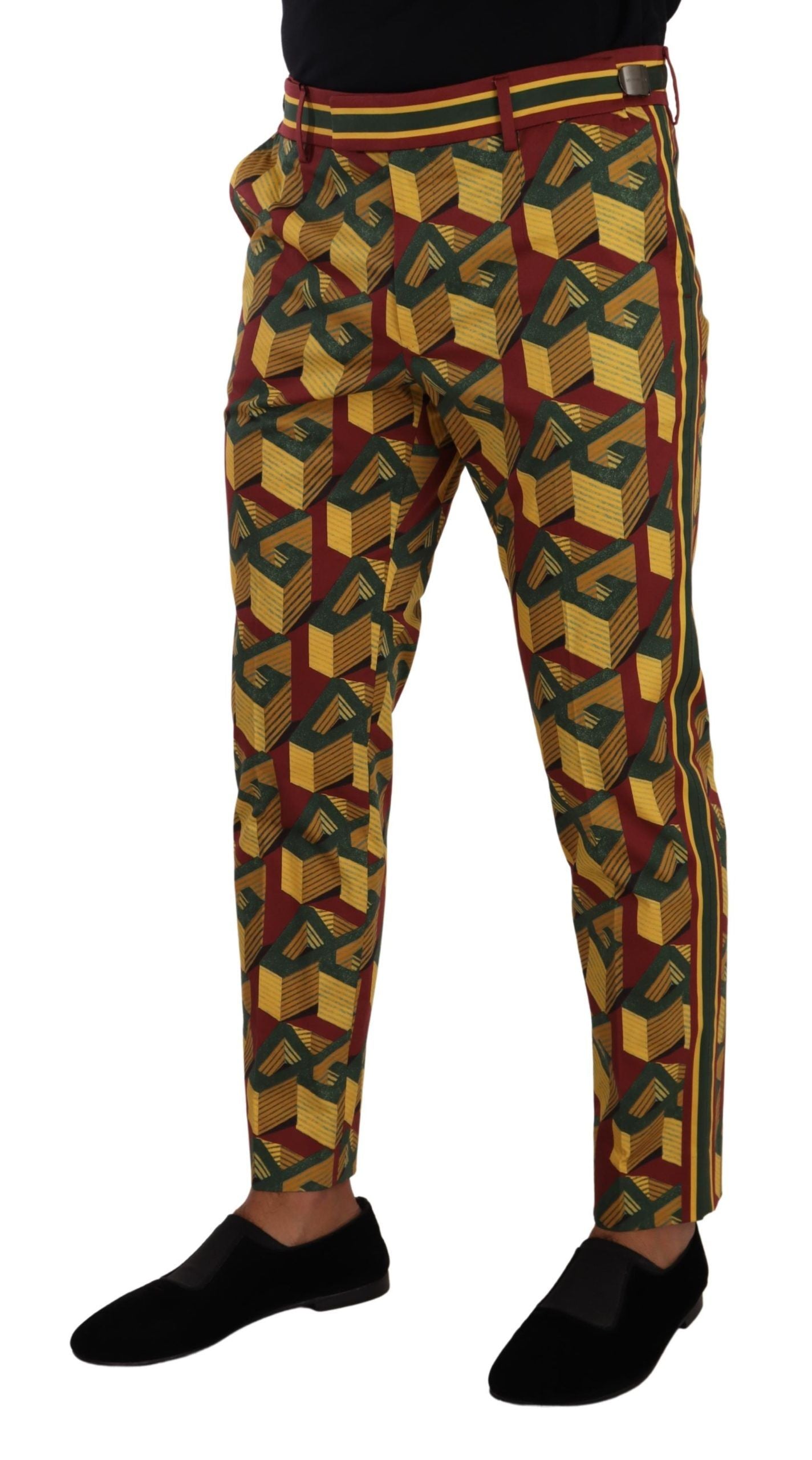 Dolce &amp; Gabbana – Mehrfarbige, konische Baumwollhose mit Logo Mania