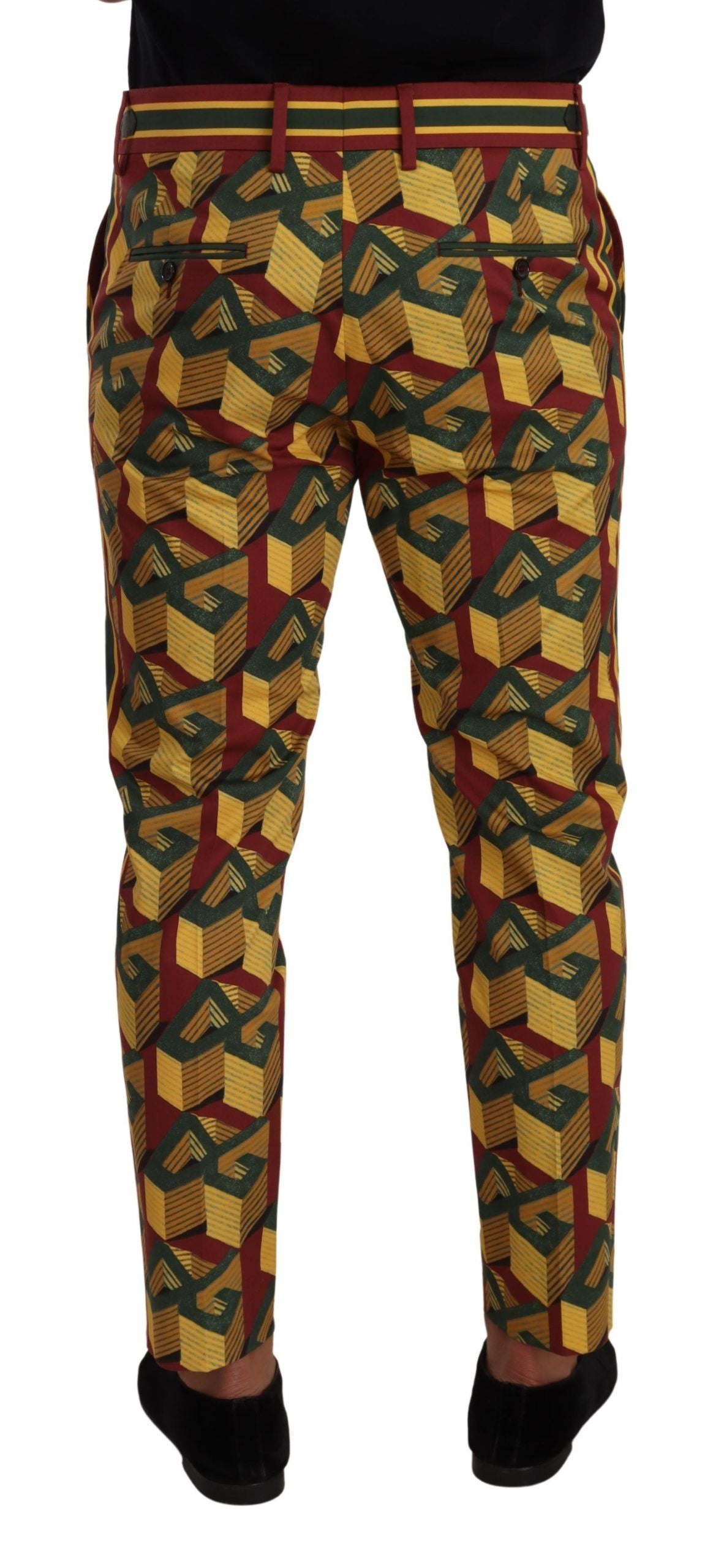 Dolce &amp; Gabbana – Mehrfarbige, konische Baumwollhose mit Logo Mania