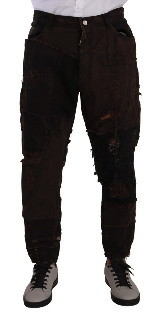 Dolce &amp; Gabbana – Braune Jeans aus Baumwolle im Used-Look in normaler Passform
