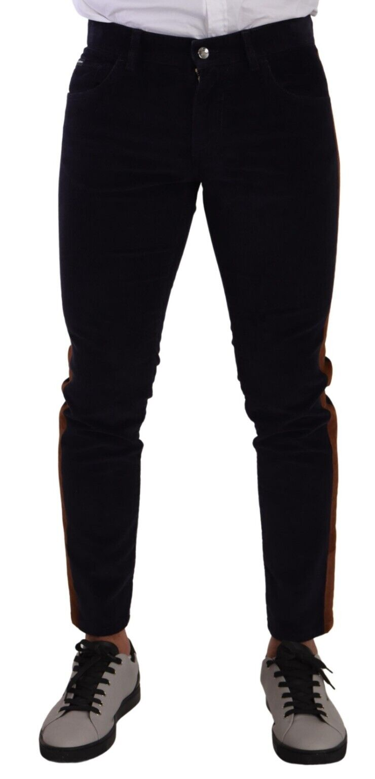Dolce &amp; Gabbana – Blaue Skinny-Cordjeans aus Baumwollstretch