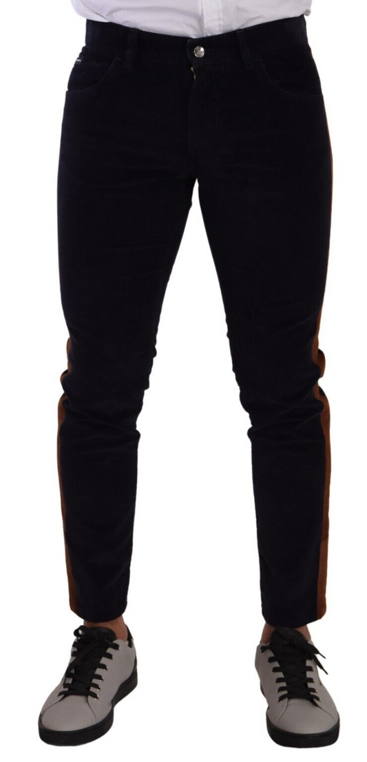 Dolce &amp; Gabbana – Blaue Skinny-Cordjeans aus Baumwollstretch