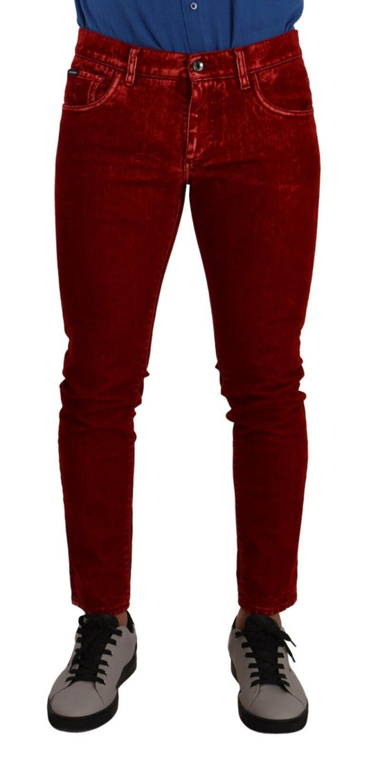 Dolce &amp; Gabbana – Rote Skinny-Jeans aus Baumwollstretch