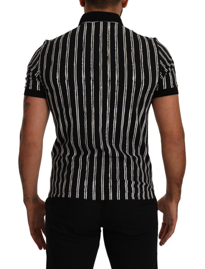 Dolce &amp; Gabbana – Schwarz-weiß gestreiftes Polo-T-Shirt mit kurzen Ärmeln