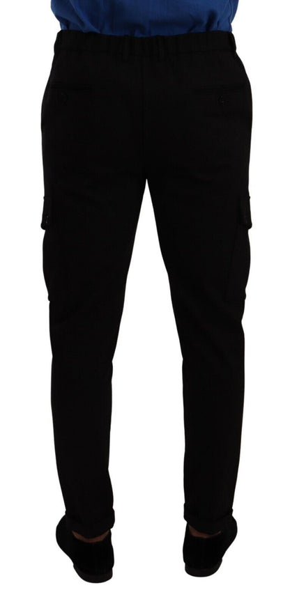 Dolce &amp; Gabbana – Enge Cargohose aus schwarzer Viskose