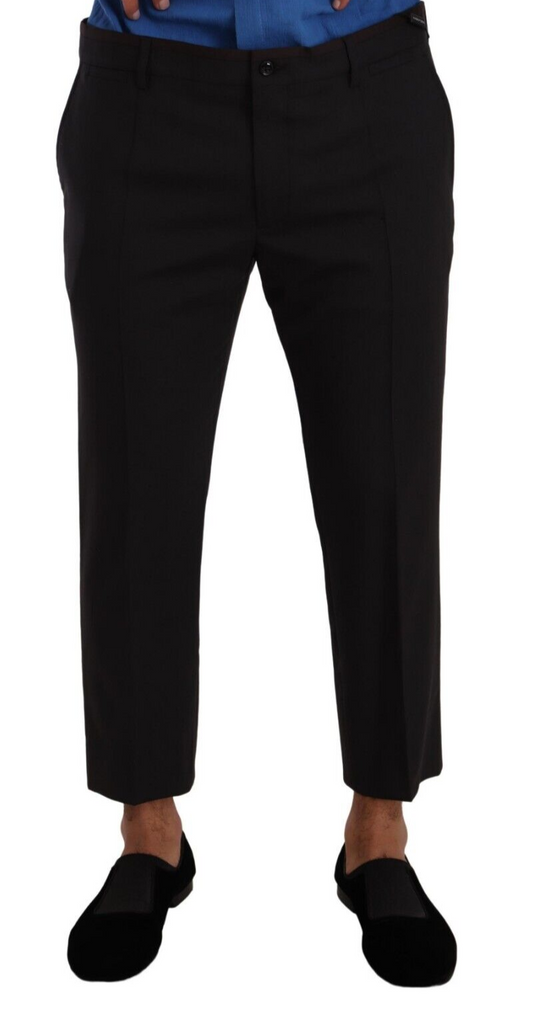 Dolce &amp; Gabbana Graue Bordeaux-Wollhose Anzughose